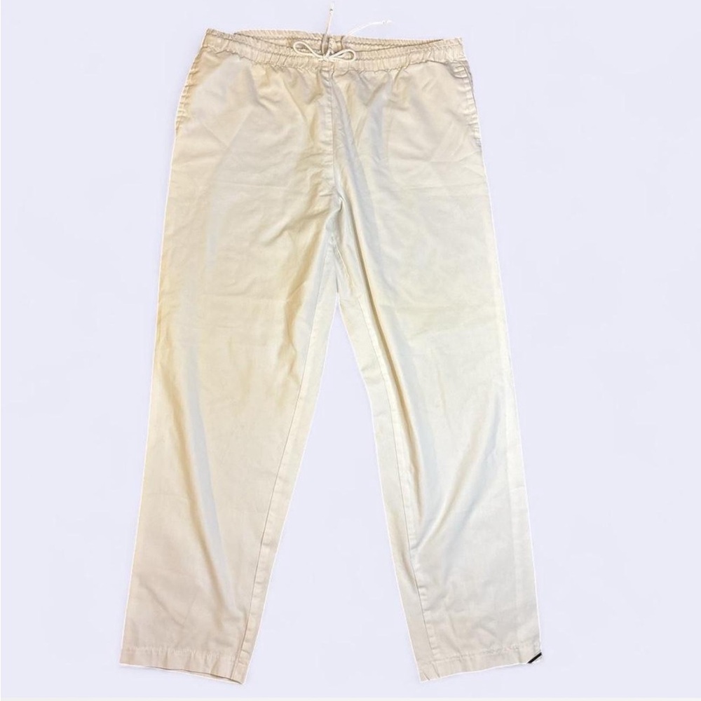 Vintage 90s Ellen Pull-On Pants Cream White XL Elastic Waist Made in USA